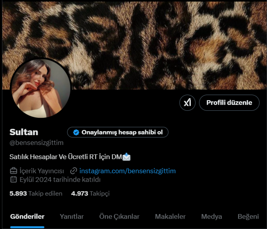 ✅4973 türk takipçili ana mailli twitter hesabı ✅