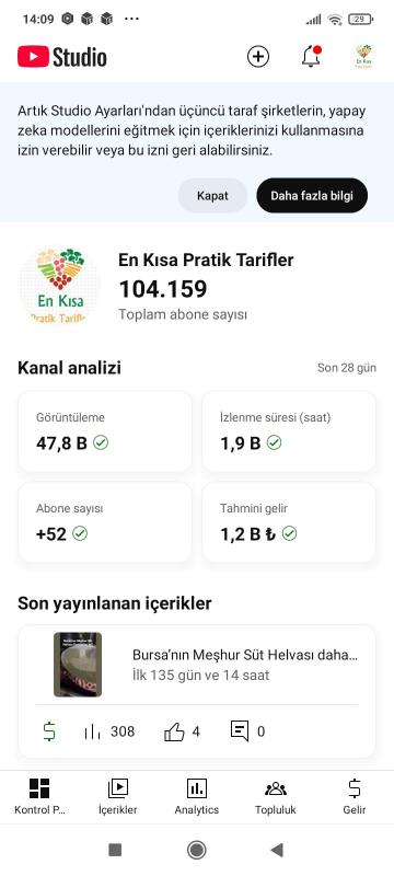 Satılık gümüş plaketli youtube kanalı