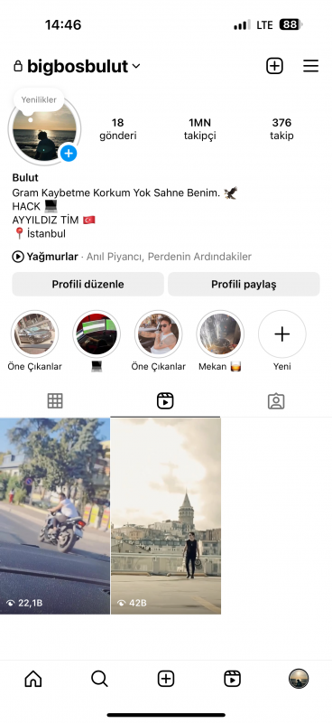 1 milyon takipçili instagram hesabı