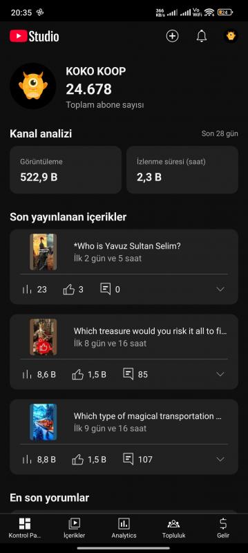 Acil satılık 24600 takipçili youtube kanalı