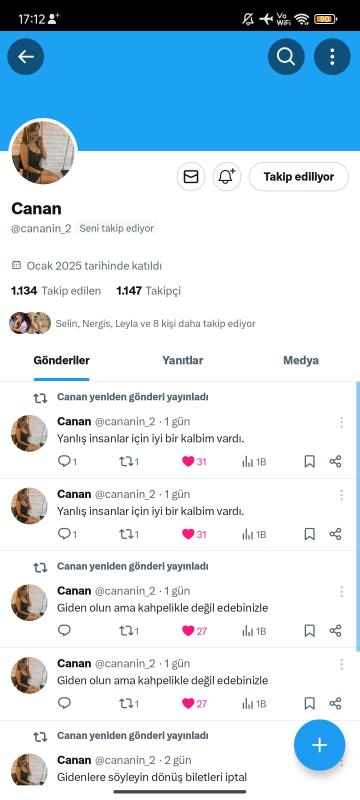 1.2k ana mailli uygun fiyatlı twitter hesabı