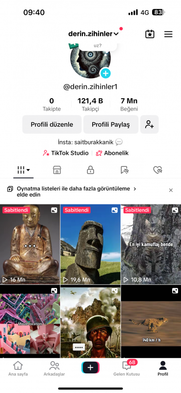 Çok uyguna 121k keşfeti açık ve artmaya devam ediyor organik takipçili tiktok hesabı