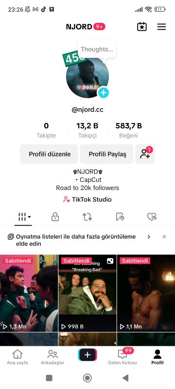 Satılık 13k live stüdyo açık dizi film içerikli  tiktok hesabı kaçırmayın ❣️