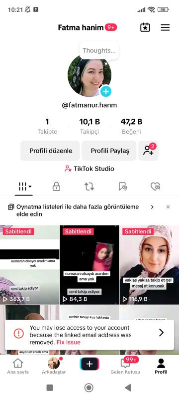 Satılık live stüdyo açık 10k takipçili sürekli gelişen tiktok hesabı kaçırmayın ❣️