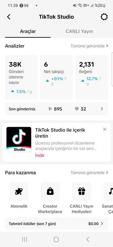 %100 organik 11400 takipçili tiktok müzik hesabı