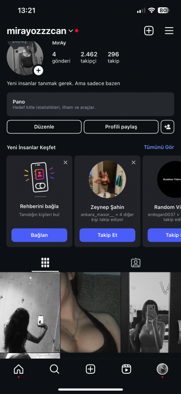 2500 takipçili bayan instagram hesabı full organik