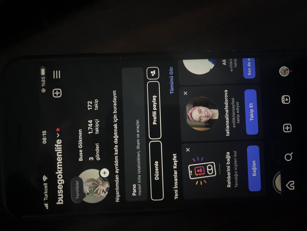 1750 takipçili organik/aktif instagram bayan hesabı