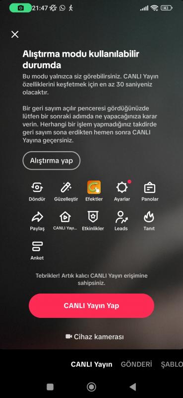 1k canlı yayın açık hesap