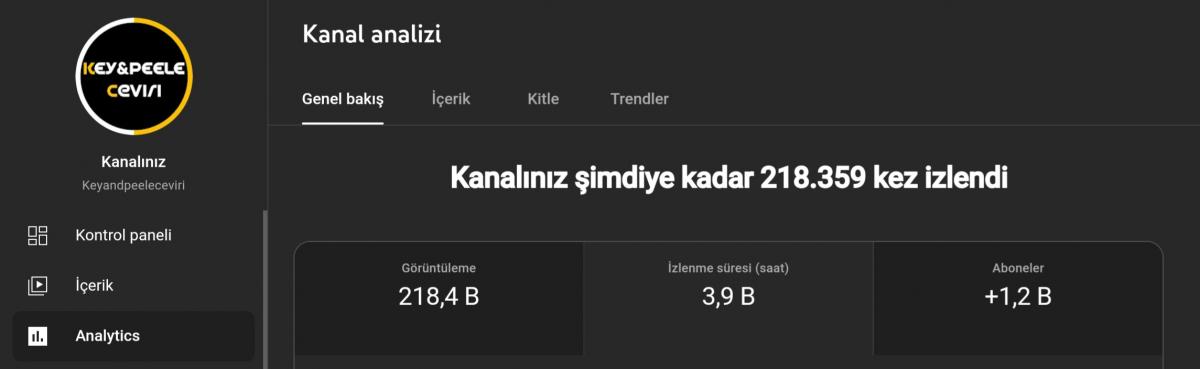 Organik aboneli geliştirmelik 1k kanal temiz