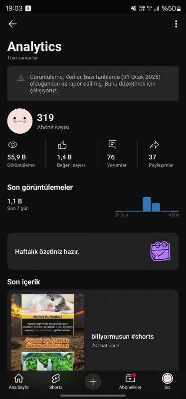 320 aboneli youtube kanalı