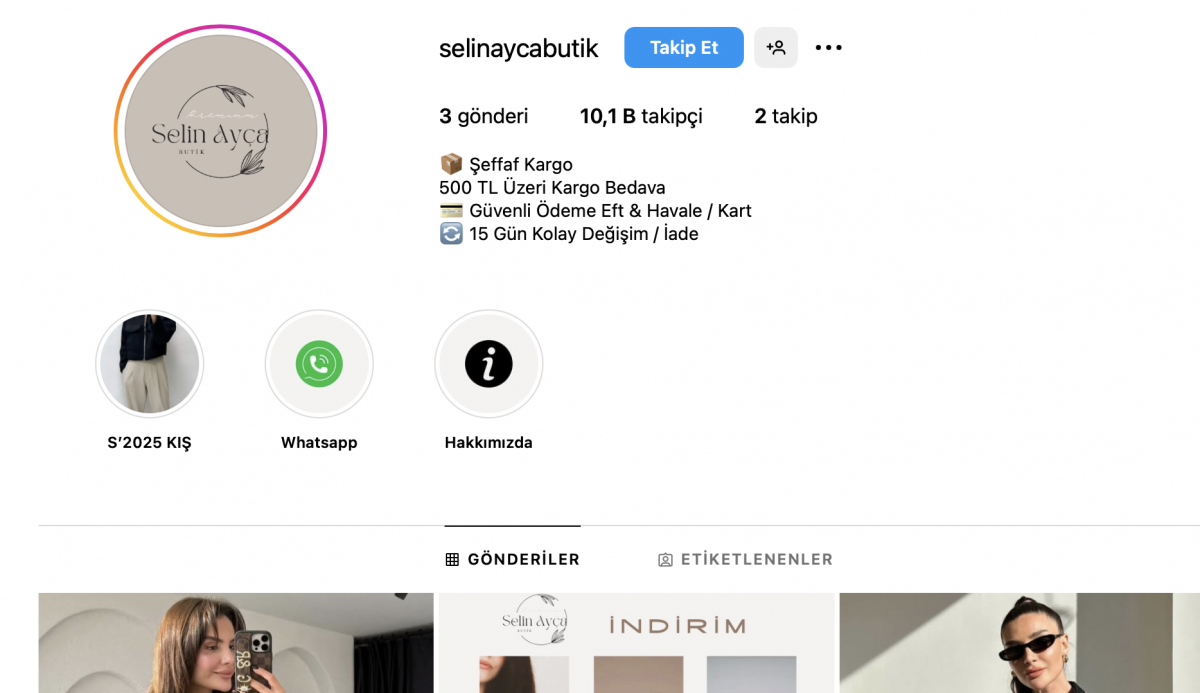 ➡️ 10 k + 8 yıllık butik (e-ticaret) konsept instagram hesabı (kampanya)