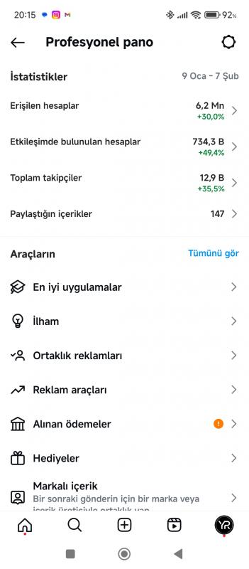 6,5 milyon erişime sahip full emek 13k ınstagram video sayfası