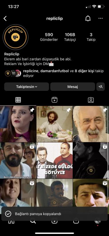 106k takipçili replik sayfası