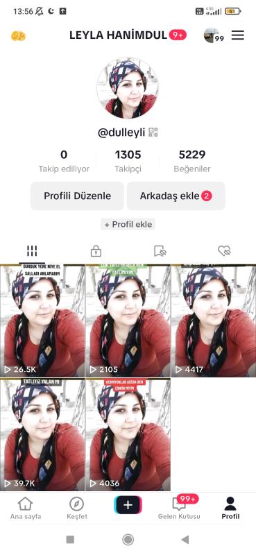 1300 takipçili 5200 beğenili tiktok hesabı