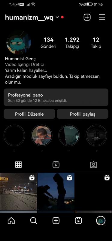 1200 takipçili instagram hesabı