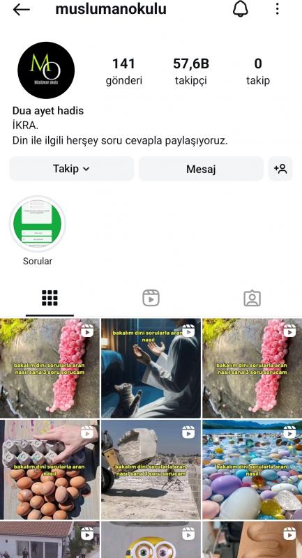 Dini ınstagram hesabı etkileşimi çok yüksek