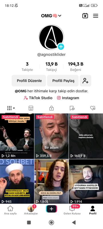 Satılık full+full aktif 14k agnostisizm üzerine fenomen live stüdyo açık tiktok hesabı kaçırmayın ❣️