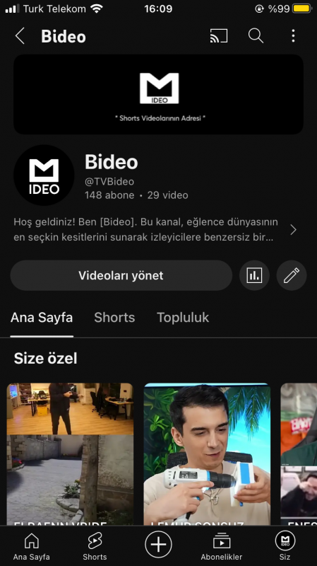 Izlenmesi iyi shorts hesabı