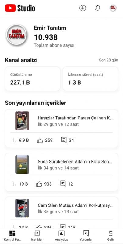 Keşfeti açık 4 video ile 13k abone olan shorts kanalı ( indirim olur)