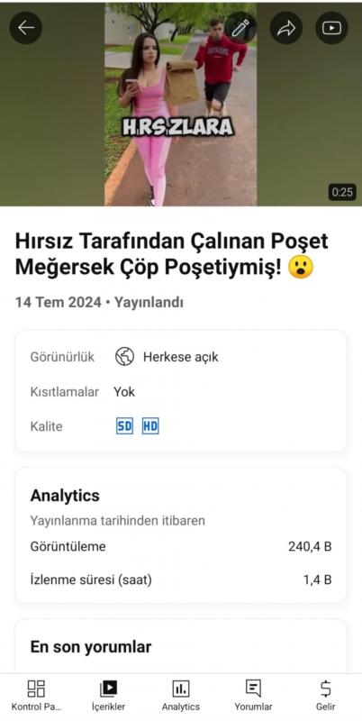 Keşfeti açık 4 video ile 13k abone olan shorts kanalı ( indirim olur)