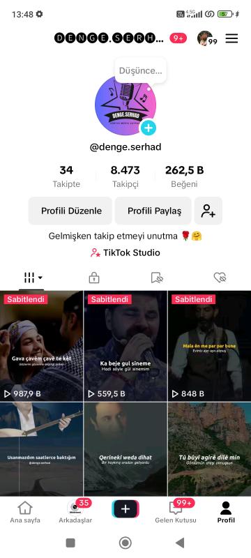 Satılık full+full aktif 8.5k takipçili müzik içerikli efsane tiktok hesabı kaçırmayın ❣️