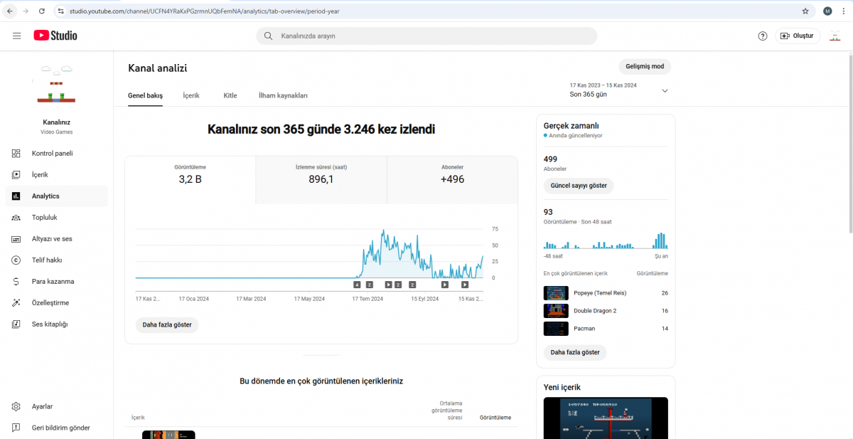 Bol izlenmeli gelişime açık youtube kanalı