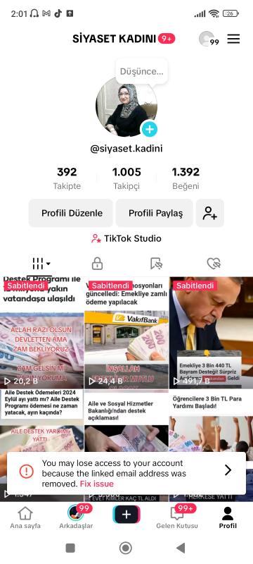 Satılık full organik türk takipçili 1k haber içerikli tiktok hesabı kaçırmayın ❣️