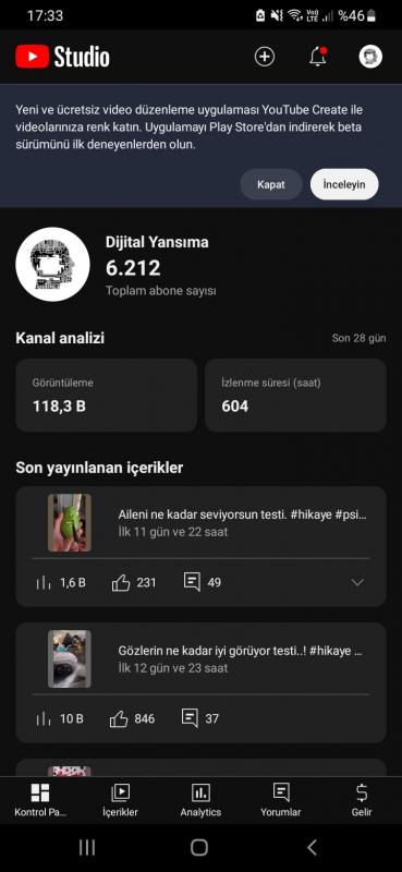 Bu fiyata kaçmaz 6k aboneli shorts kanalı