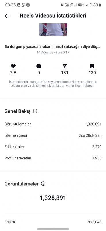 Yüksek gelirli dev araç satış instagram hesabı