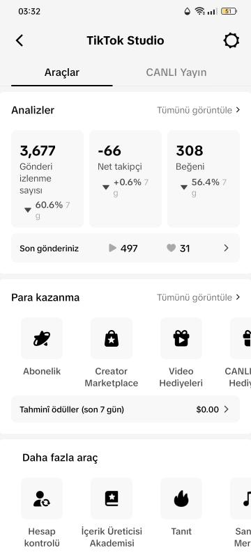 Canlı yayın yapmaya hazır aktif tiktok hesabı