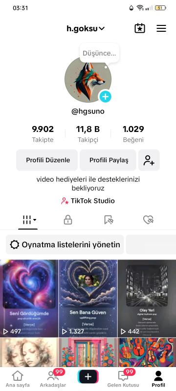 Canlı yayın yapmaya hazır aktif tiktok hesabı