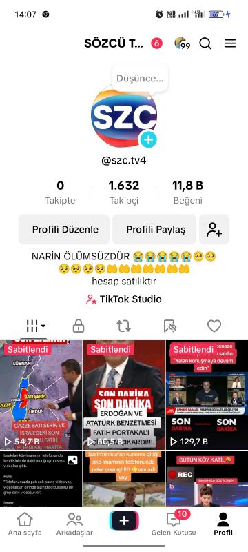 Acil satılık tiktok hesabı