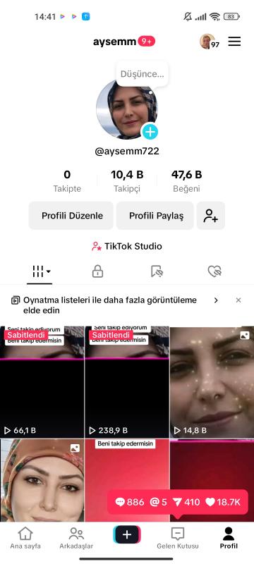 Satılık 15k full+full aktif organik tiktok hesabı fırsat ilanıdır kaçırmayın ❣️