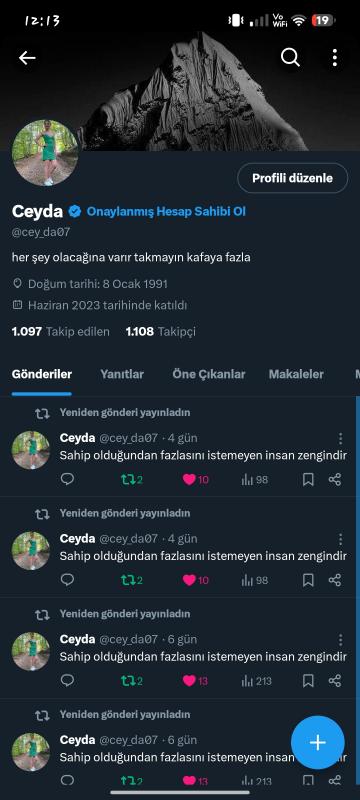 2023 tarihli ana mailli 1.1k twiter hesabı