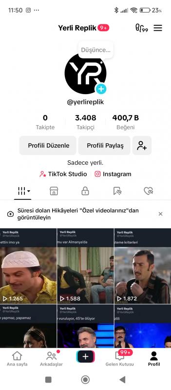 3400 takipçili  tiktok hesabı