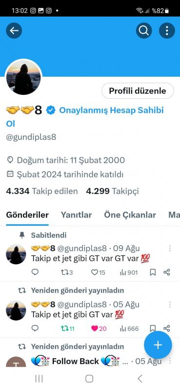 4000 takipçili projelik twitter hesabı