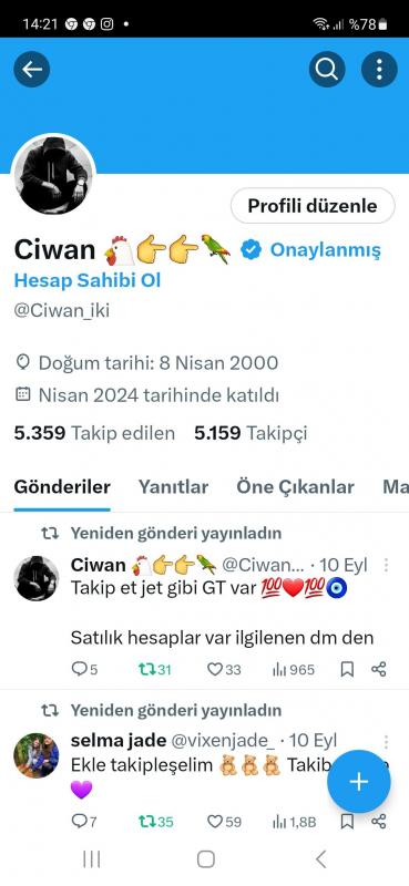 5k organik twitter hesabı satılık