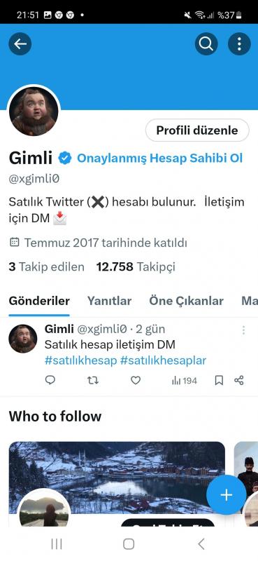 12k takipçili projelik twitter hesabı uyguna gidiyor