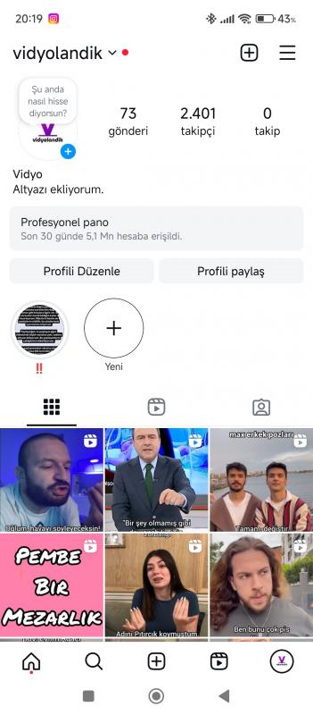 Keşfeti açık 2.5k ınstagram video sayfası