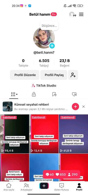 Satılık 6.5k full aktif live butonu açık tiktok hesabı kaçırmayın ❣️