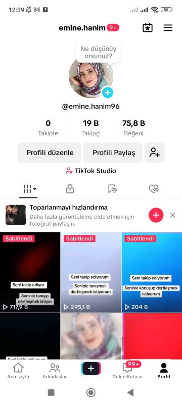 Satılık full+full aktif 16k live stüdyo butonu açık türk takipçili tiktok hesabı kaçırmayın ❣️