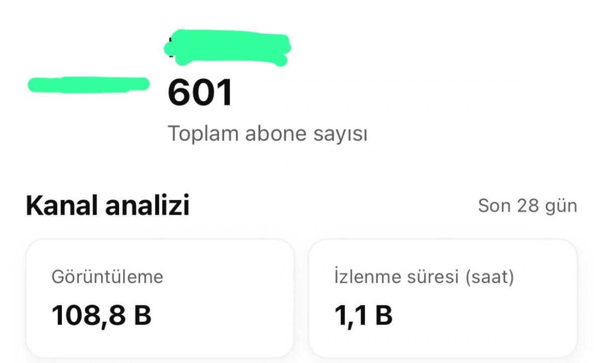 600 takipçili boş kanal