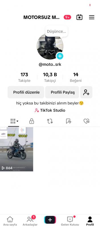 Satılık tiktok hesabı 10k bottur ucuza bırakıyorum 3 aydır elimde düşüş olmadı