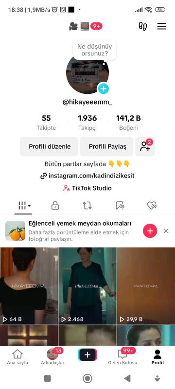 Mükemmel dizi/film tiktok hesabı kadın dizi kesit hesabı keşfet hesabı