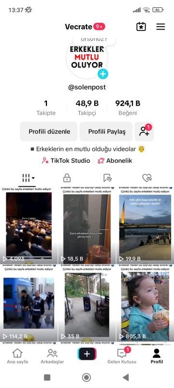 Satılık organik 49k takipçili keşfeti açık tiktok hesabı