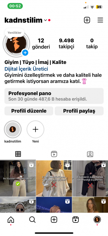 10 k kadın giyim  giyim sayfası her video keşfette günlük 3k takipçi geliyor