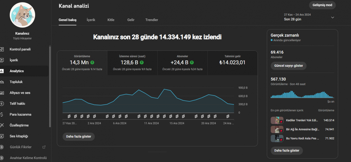 Aylık 12 bin tl pasif gelirli kanal